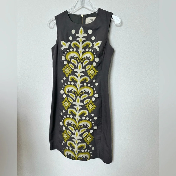 Anthropologie Tabitha Embroidered‎ Shift Dress Gray Size 2 - Picture 4 of 10